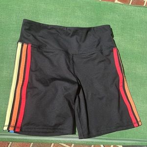 Womens bike shorts with rainbow trim